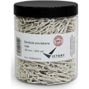 Victory Office Product SPINACZE BIUROWE VICTORY OFFICE 28MM 800 SZT. OKRĄGŁE POWLEKANE BIAŁE SŁOIK DUŻY 145319504 - Gemkapocs