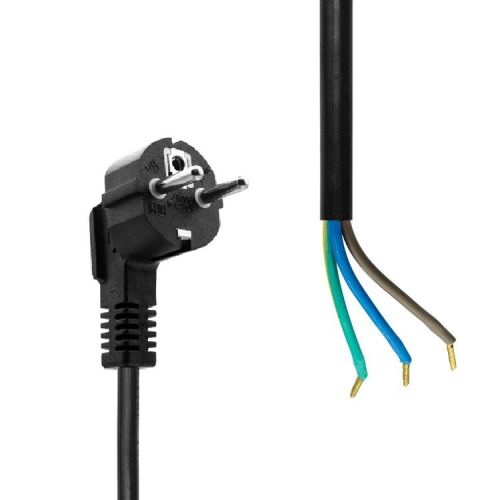 MicroConnect 10m Schuko tápkábel nyitott véggel, fekete - Tápkábel