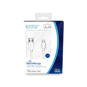 Kabel USB 2.0 MediaRange MRCS178 USB 2.0/Lightning, 1.0m, biały 145320352 - Kabel Lightning