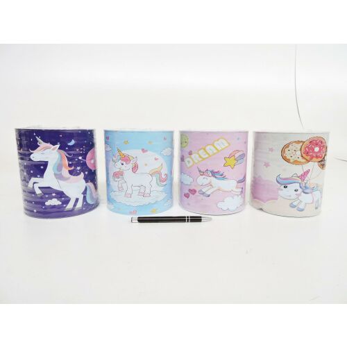 AST. fém persely, 15x13,5 cm, unikornisok