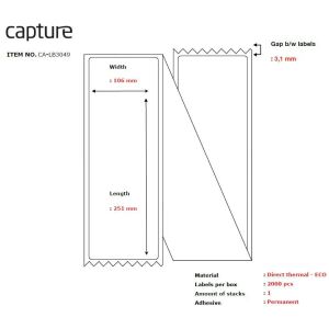 Fogó címke 106x251, ventilátor mag. Hőnyomtatás. Bevonatlan. Állandó. 145320972 - Irodai papíráru