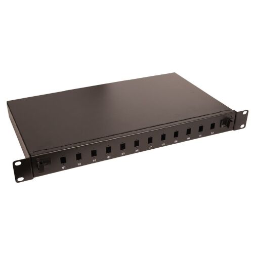 Lanview optikai keresztpanel 19" 1U 12 port SC Simplex/LC duplex csatlakozóhoz 145321006