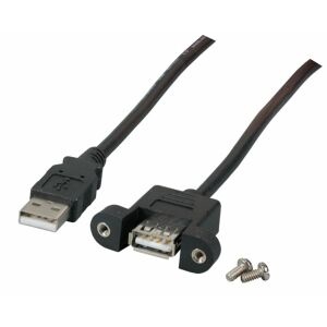EFB Przedłużacz USB 2.0 A-A, ST. gniazdo montażowe, 0.5m, czarny, klasyczny 145321169 - Kabel USB