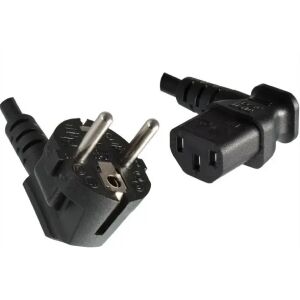 MicroConnect tápkábel CEE 7/7 - C13 1,8m sarok Schuko/Sarok C13 Fekete H05VV-F3x0,75mm2 CU, férfi-női 145321690 - Kábel