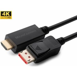 MicroConnect 4K DisplayPort 1.4 - HDMI 2.0 kábel, támogatja 4K* 2K @60Hz és 3D, fekete, aranyozott, HDCP1.4 támogatás 145321873 - HDMI kábel