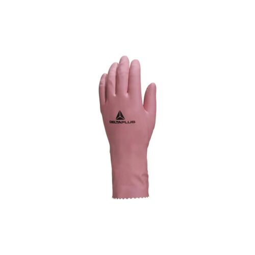 Háztartási kesztyű latex bolyhosított, 30 cm hosszú 0,38 mm vastag, rózsaszínű 6/7-es méret MAIN VE210RO06