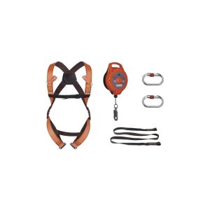 Set gata de utilizare: hamuri cu 2 puncte de ancorare dispozitiv de autofrânare cu frânghie din oțel 10 m dimensiune S/M/L ANTI ELARA270 145322572 - Echipament de protecție