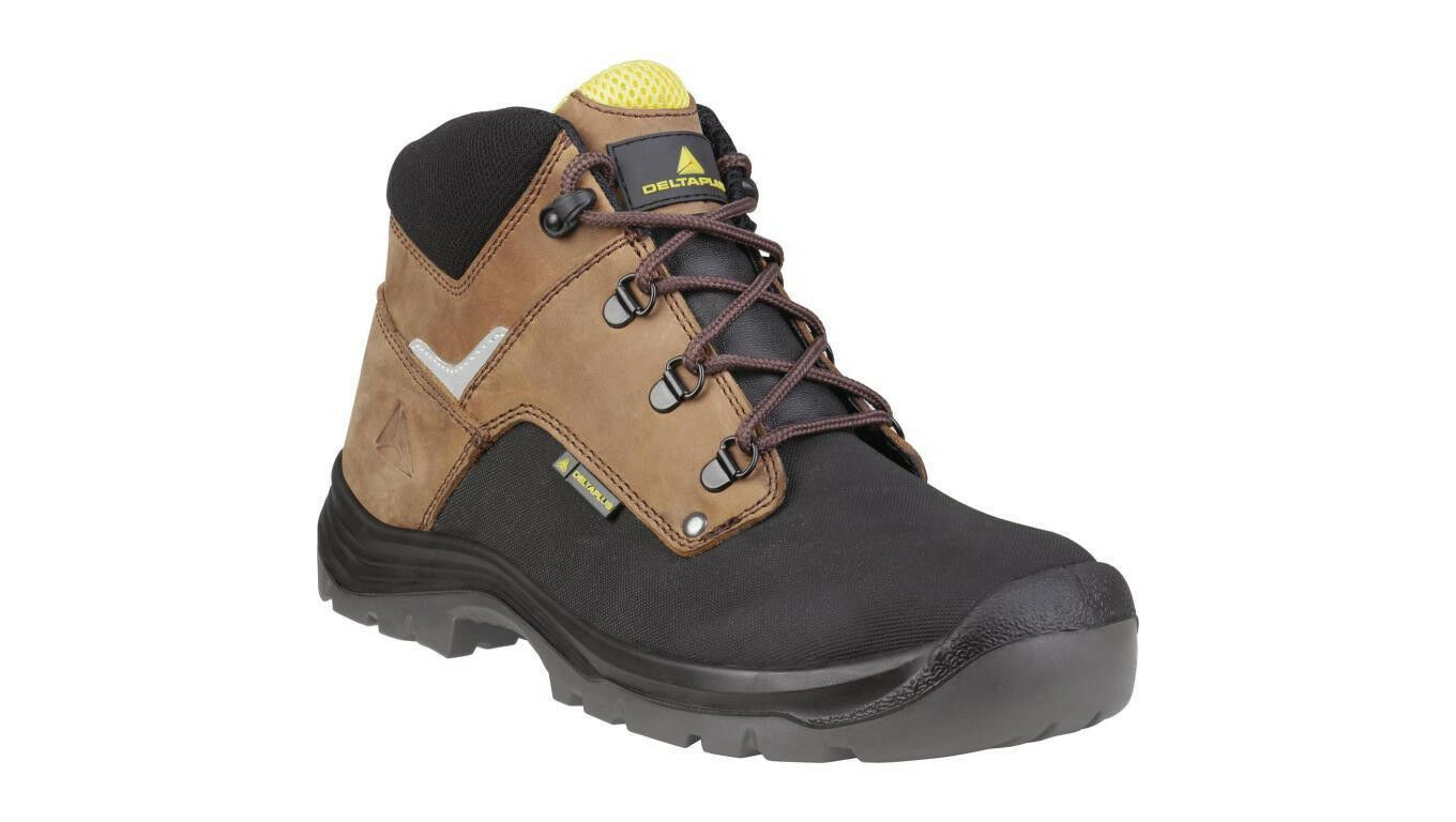 Trzewiki z kruponu i dwoiny bydlęcej powlekane PU - GOBI S3 SRC, kolor: brązowy, rozmiar: 45 / GOBIS3MA45