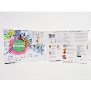 Malowanie po numerach Biały koń pod różowymi gałązkami 50x40cm 1007632 145323605 - Zestaw malarzy cyfr