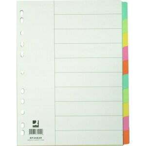 Indexelőlapok Q-CONNECT, karton, A4, 223x297mm, 10 lap, színkeverék