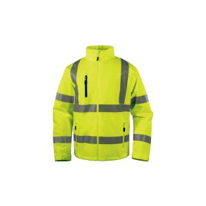 Vízálló, légáteresztő figyelmeztető kabát Stretch poliészterből, KL. 3, Fluoreszkáló sárga szín, méret: 3XL, AREHVJA3X