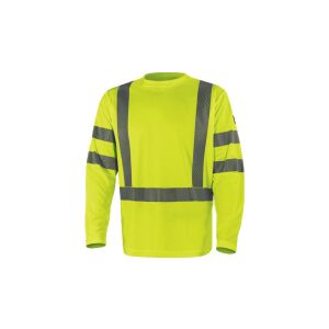 Figyelmeztető hosszúujjú póló, poliészter, 3. osztály, fluoreszkáló sárga, méret: 3XL, COSMOJA3X