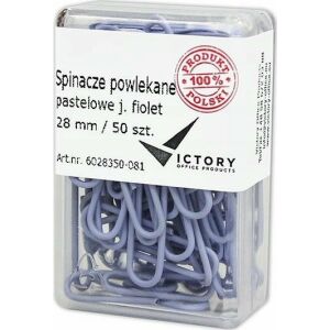 Victory Office Product SPINACZE BIUROWE VICTORY OFFICE 28MM 50 SZT. OKRĄGŁE PASTELOWE JASNOFIOLETOWE POJEMNIK PLASTIKOWY 145328074 - Gemkapocs