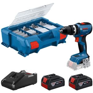 Akku-Schlagbohrschrauber GSB 18V-65 Professional, 18Volt (kék, 2x Li-Ion akku 4,0Ah, 82 darabos tartozék készlet L-Case-ban) 145328082 - Fúró és csavarozó