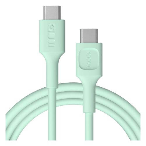 Greencell PowerFlex USB-C - USB-C kábel, 2m, 100W, mentazöld - USB kábel