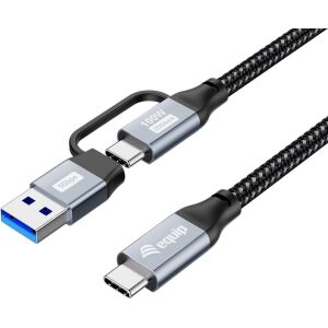 Equip USB-C 3.2->C/A Gen2x2 PD100W St/St 2.00m fekete 145329185 - Adatkábel