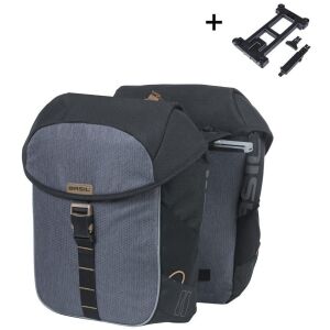 Basil Miles Tarpaulin Double Pannier Bag MIK városi táska 34L, MIK rendszer (ready to go), 100% vízálló fekete pala (NEW 2025) 145329802 - Kerékpár kiegészítő