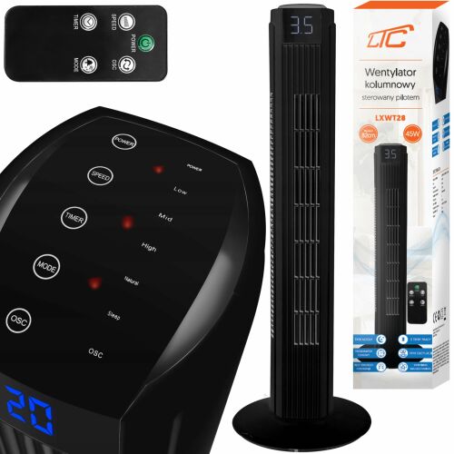 PS Oszlopventillátor 82cm 50W, LCD, távirányítós LTC