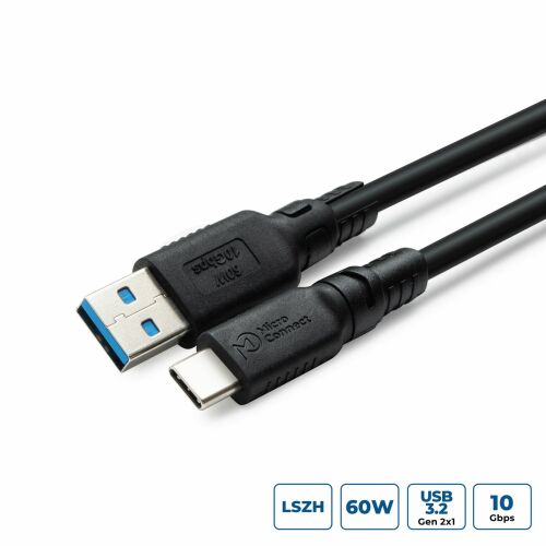 MicroConnect ColorFlex USB-C - USB-A kábel 60W 10Gbps Halogénmentes (LSZH), USB 3.2 Gen 2, 2m 145332724