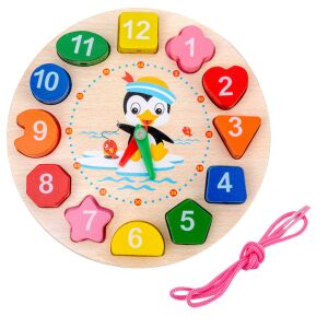 Fából készült Montessori Oktatóóra Időtanulás Gyöngyfűzési Kockák