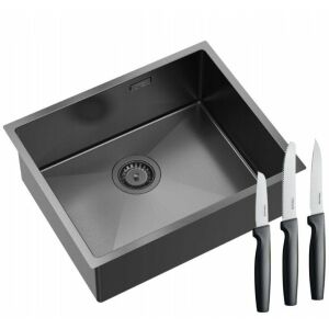 Quadron | ANTHONY 60 | grafit metalowy PVD acél konyhai mosogató | méretek: 54 x 44 x 19 cm | 1 kamrás beépíthető/beágyazható | szekrényalap: 60 cm-től 145335322 - Építkezés & Felújítás