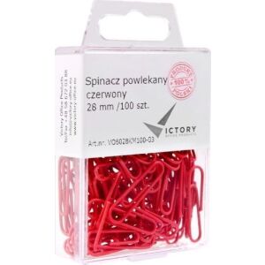 Victory Office Product SPINACZE BIUROWE VICTORY OFFICE 28MM 100 SZT. OKRĄGŁE POWLEKANE CZERWONE POJEMNIK PLASTIKOWY ZAWIESZANY 145335808 - Gemkapocs