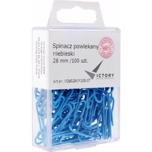 Victory Office Product SPINACZE BIUROWE VICTORY OFFICE 28MM 100 SZT. OKRĄGŁE POWLEKANE NIEBIESKIE POJEMNIK PLASTIKOWY ZAWIESZANY 145335809 - Gemkapocs