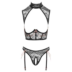 Fina Open Cup Set M fekete csipke díszes láncokkal 145336016 - Női ruházat