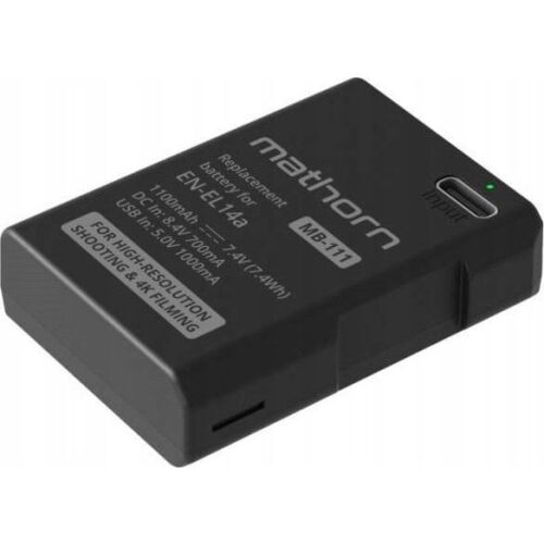 ExtraLink Akkumulátor Mathorn MB-111 1100mAh USB-C EN-EL14a helyettesítő
