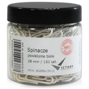 Victory Office Product SPINACZE BIUROWE VICTORY OFFICE 28MM 150 SZT. OKRĄGŁE POWLEKANE BIAŁE SŁOIK MAŁY 145336805 - Gemkapocs