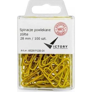 Victory Office Product SPINACZE BIUROWE VICTORY OFFICE 28MM 100 SZT. OKRĄGŁE POWLEKANE ŻÓŁTE POJEMNIK PLASTIKOWY ZAWIESZANY 145336813 - Gemkapocs