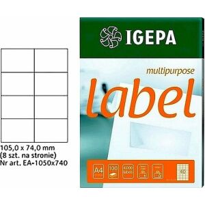 Mondi ETYKIETY A4 IGEPA 105 X 74.0 MM BIAŁE (100) 145338350 - Znacznik etykiety