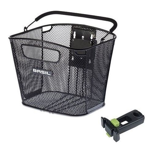 Basil Kosár a kormánytartóhoz BASIL BOLD FRONT KF + KLICKFIX ADAPTER + HANDLEBAR HOLDER (átm.22.4-28.6mm) leválasztható acél fekete (NEW 2024) 145339362