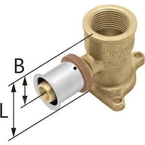 Fali könyök sárgaréz füllel GW ultraPRESS - 25 Rp3/4 L = 54 mm KAN-THERM