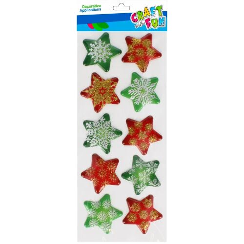 Craft With Fun puffy csillag matricák, piros és zöld karácsonyi csillag dekorációk - Matrica, mágnes