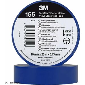 Bandă izolantă 19mm x 20m PVC Temflex 155 albastră 7100184745 145339647 - Accesorii de birou