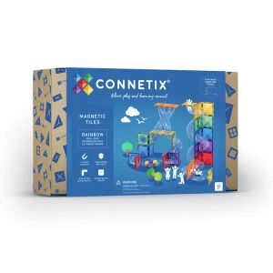 Connetix csempe - Mágneses építőkészlet szivárványos labdapálya 66 db 145341163 - Golyópálya
