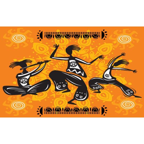 Fototapet Dansatori Africani tapéta, absztrakt grafika, 200x150 cm - Falikép