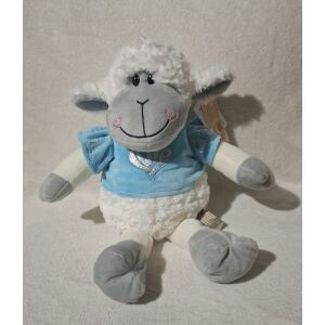 Plüss Bárány fodros bundás Kék pólóban    42cm