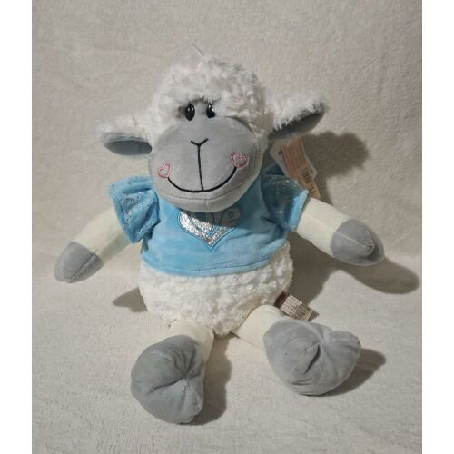 Plüss Bárány fodros bundás Kék pólóban    42cm 145348958