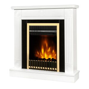 Електрическа камина Art Flame Donald & Gala Gold, бяла рамка, реалистичен пламъчен ефект - Камина и печка