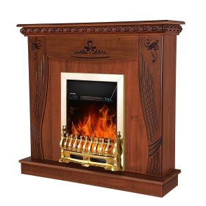 Elektromos kandalló Napoli Nut & Galileo Gold, Art Flame, 1035x1100x300 mm, 2000 W, Termosztát, 5 lángintenzitási fokozat, Időzítő