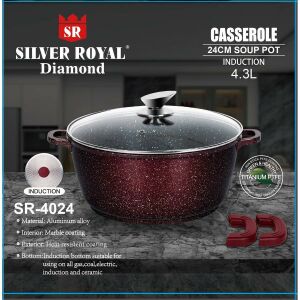 Silver Royal Diamond lábas tapadásmentes márvány bevonattal 24x11 cm, 4,3 L