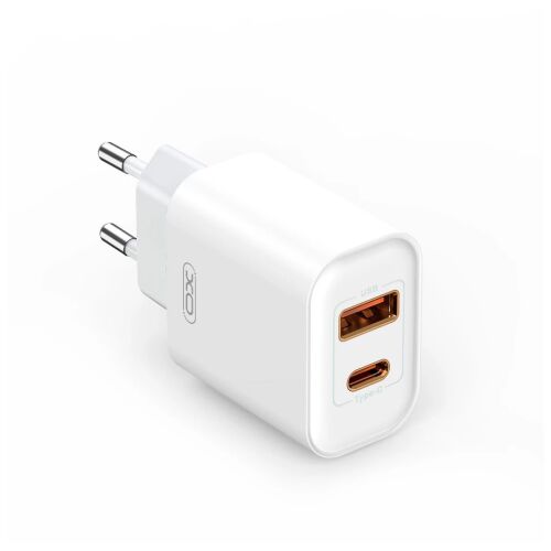 XO CE12 Fehér Hálózati Töltő PD20W 1*USB-C + 1*USB-C