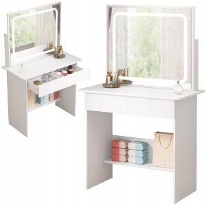 Schminktisch mit LED-Spiegel, moderner Glamour, 90 cm