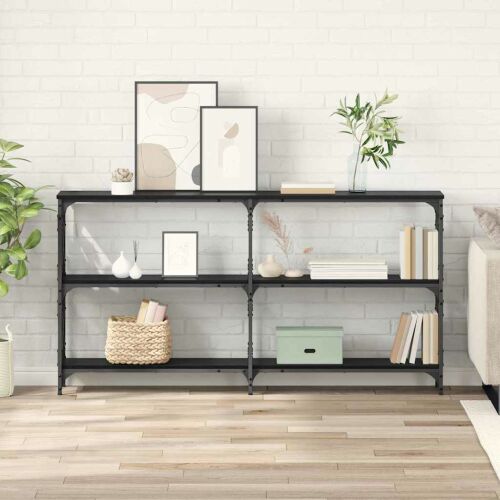 vidaXL Konzolasztal Musta tammi 156 x 28 x 80,5 cm Faanyag 145361375