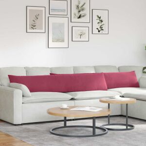 vidaXL Kanapé párnák 2 pcs Bordó 200 x 40 cm Bársonyos szövet 145365524 - Kert