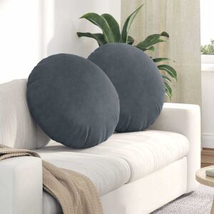 vidaXL Ülőpárnák 2 pcs Sötétszürke Ø 40 x 13 cm Bársony 145366235 - Kert