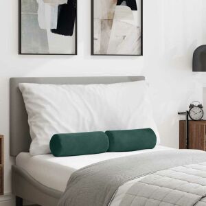 vidaXL Hengerpárnák 2 pcs Sötétzöld Ø 15 x 40 cm Bársonyos szövet 145366417 - Kert