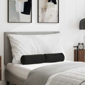 vidaXL Hengerpárnák 2 pcs Fekete Ø 15 x 40 cm Bársonyos szövet 145366439 - Kert